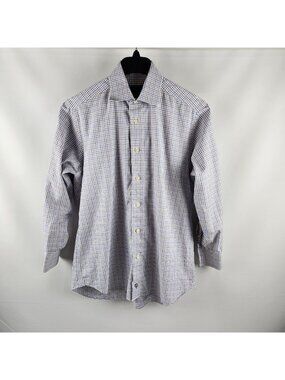 David Donahue Shirt Men 15.5/32-33 Multi Check L/S Dress Shirt